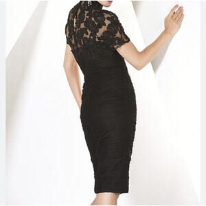 JOVANI black beaded upper pleated knee length motb dress sz 6